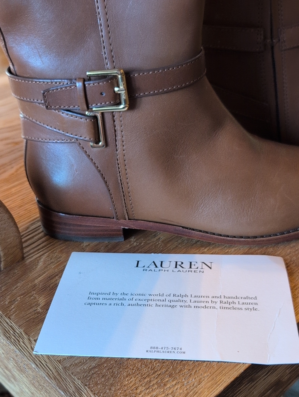 Lauren Ralph Lauren Brown Leather Riding Boots Size 8 New - Picture 2 of 15